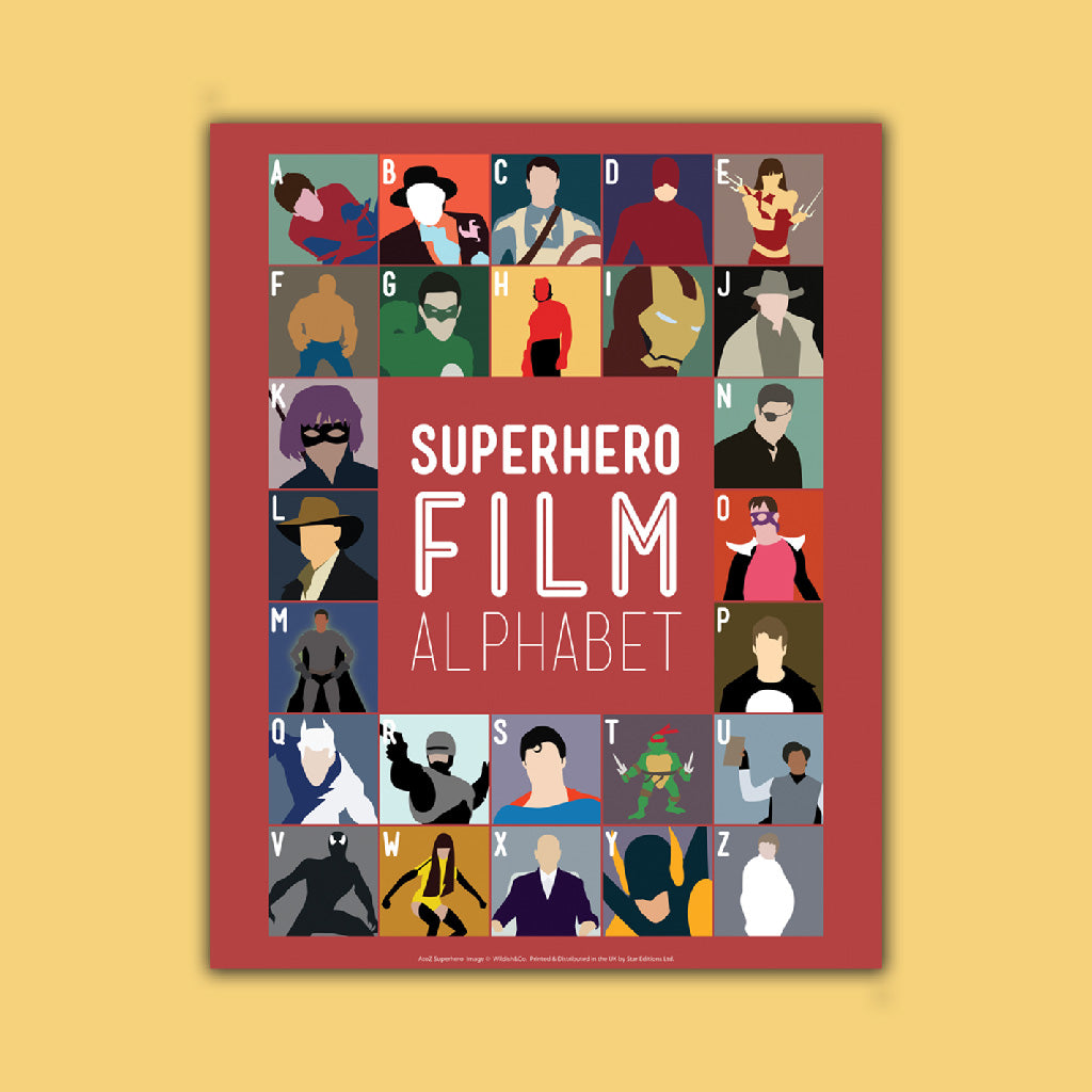Superhero Film Alphabet Art Print