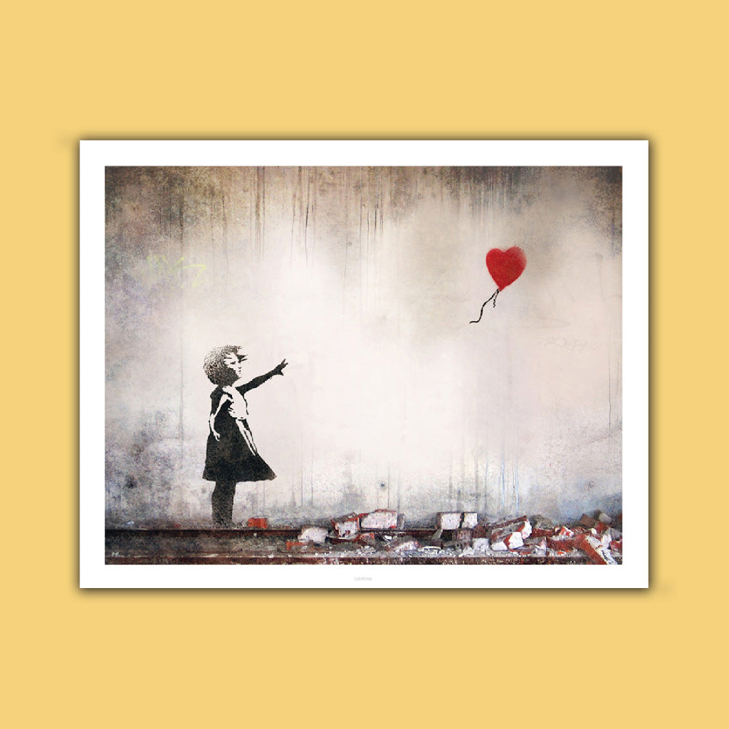 Love baloon in the wind Art Print