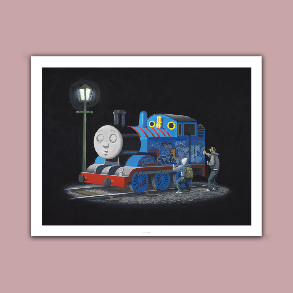 Thomas tank engine at night Art Print