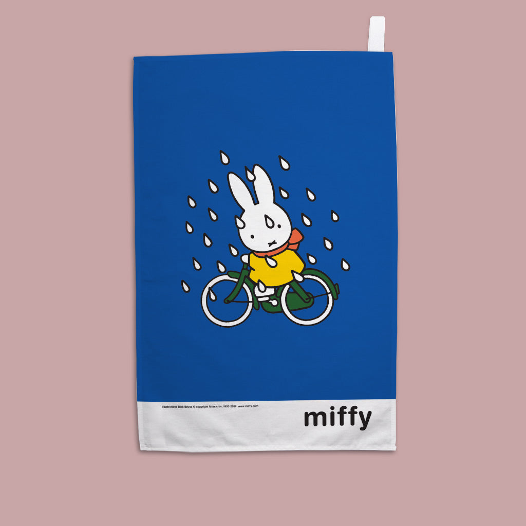 Miffy - Biking in the snow Tea Towel