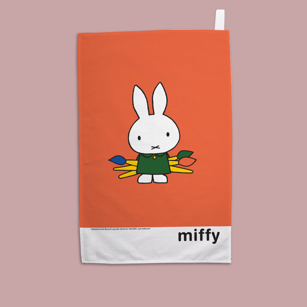 Miffy -Paintbrushes Tea Towel