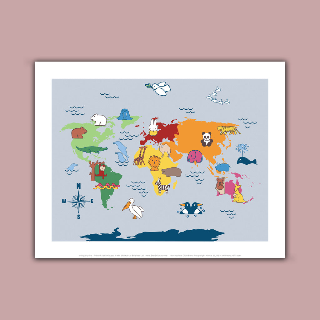 Miffy animals map Art Print