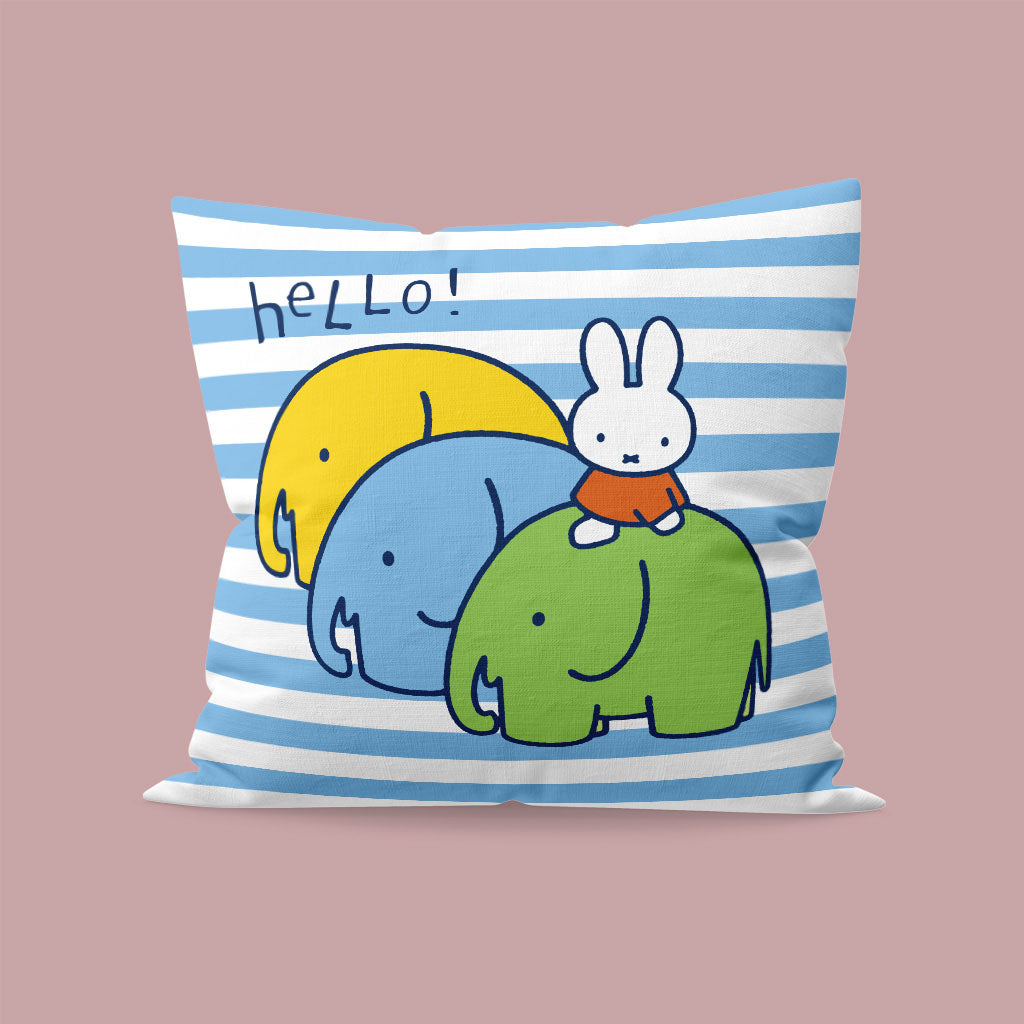 Miffy - saying hello with 3 elephants Cushion