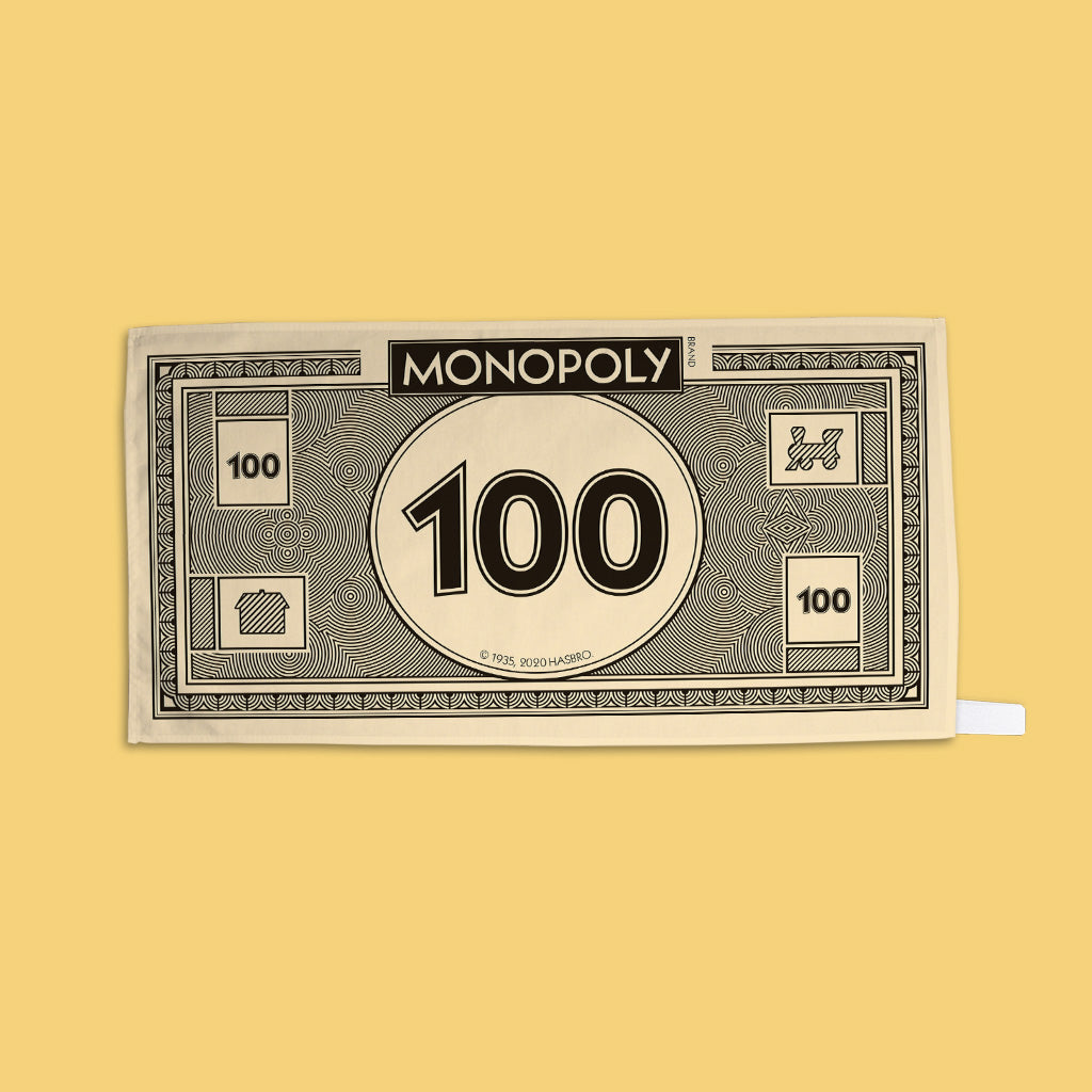 Classic Monopoly Money £100 Tea Towel