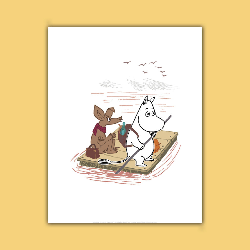 Moomintroll and sniff on floater in water Art Print