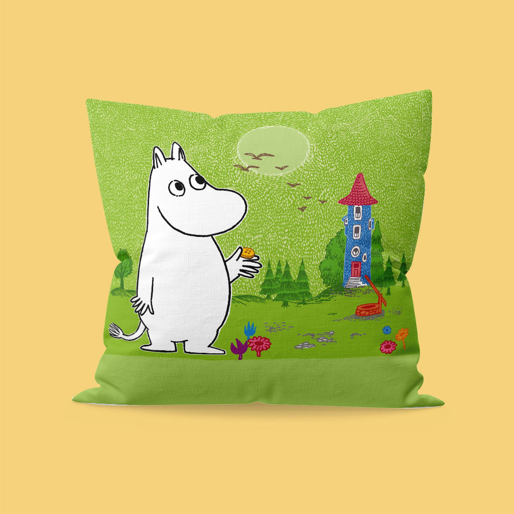 Moomintroll in garden Cushion
