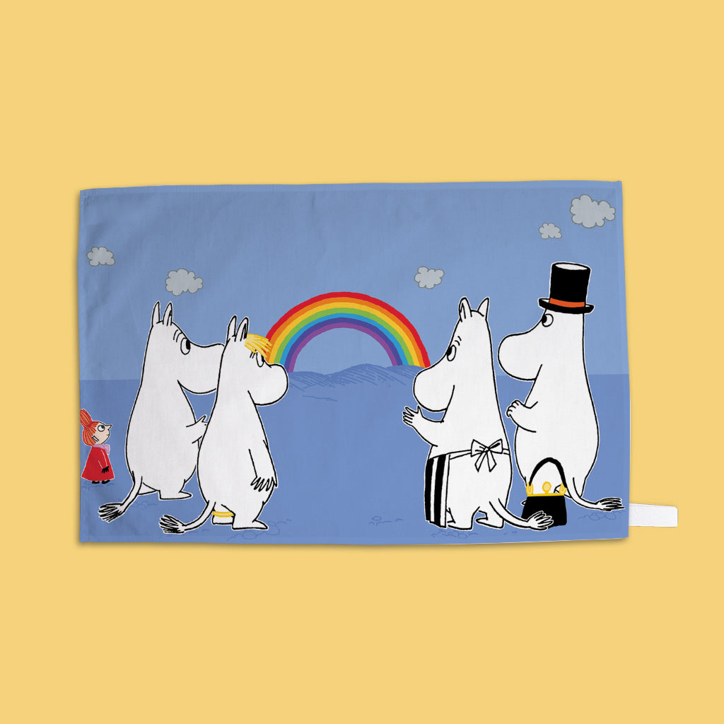 Moomins watch the rainbow Tea Towel