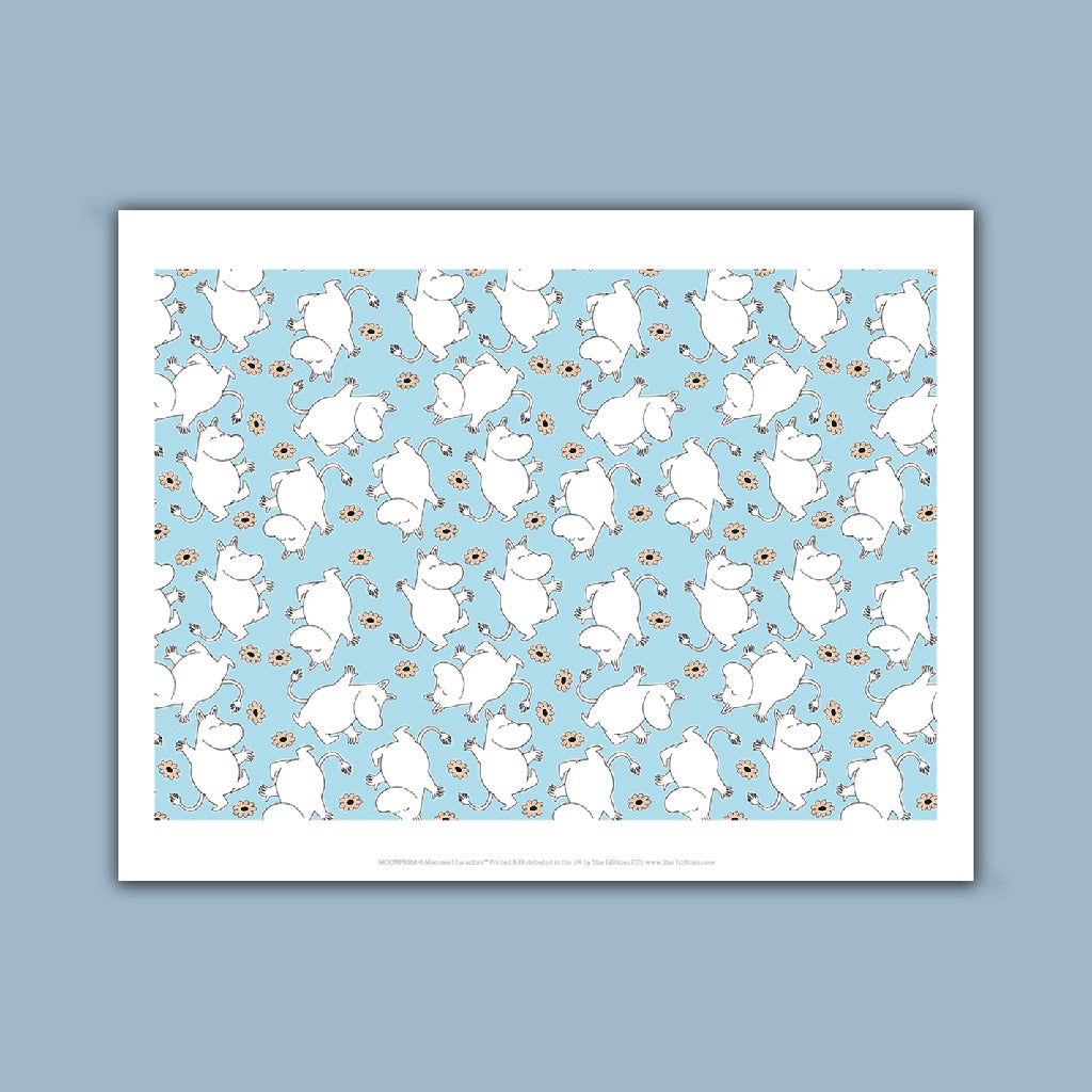 Moomins on repeat - Blue Art Print