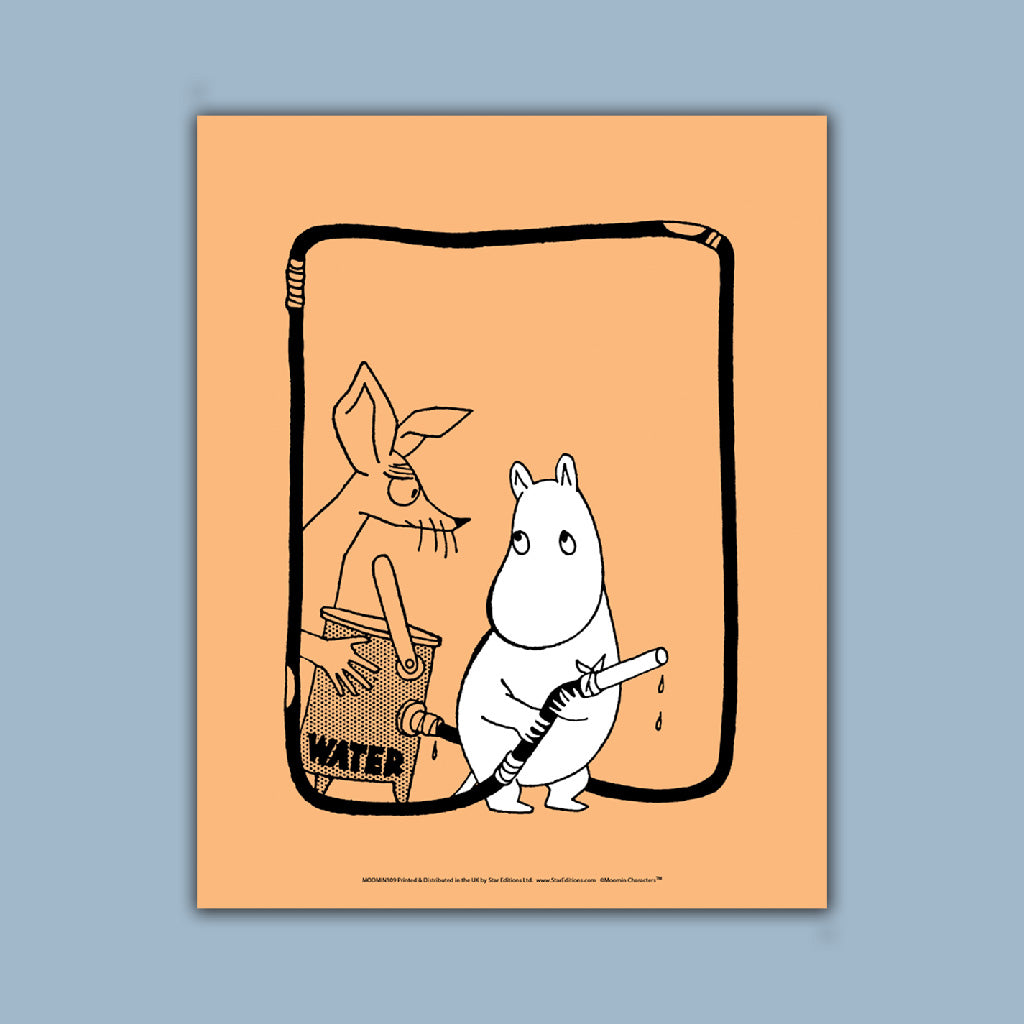 Sniff and Moomin troll wioth water canister Art Print