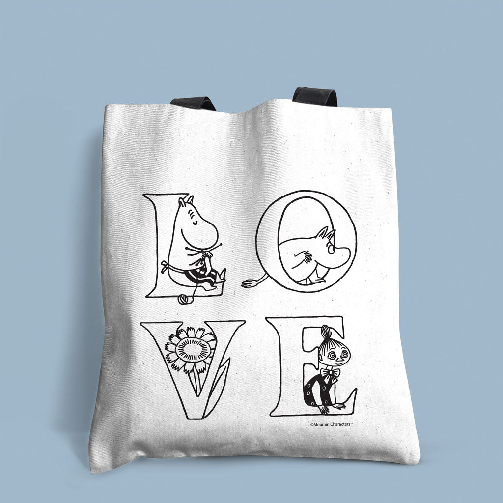 Moomin - Love in Black and White Edge-to-Edge Tote Bag