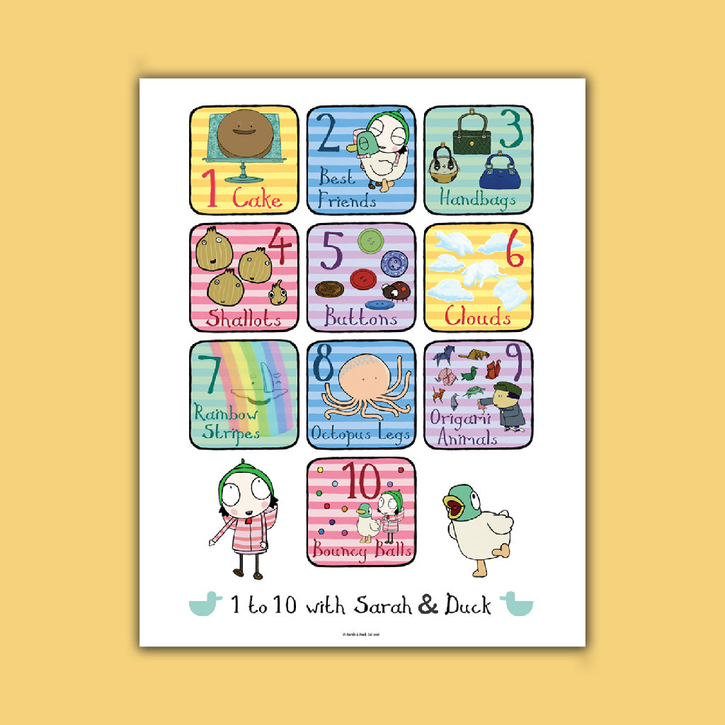 Sarah & Duck 1 to 10 Art Print