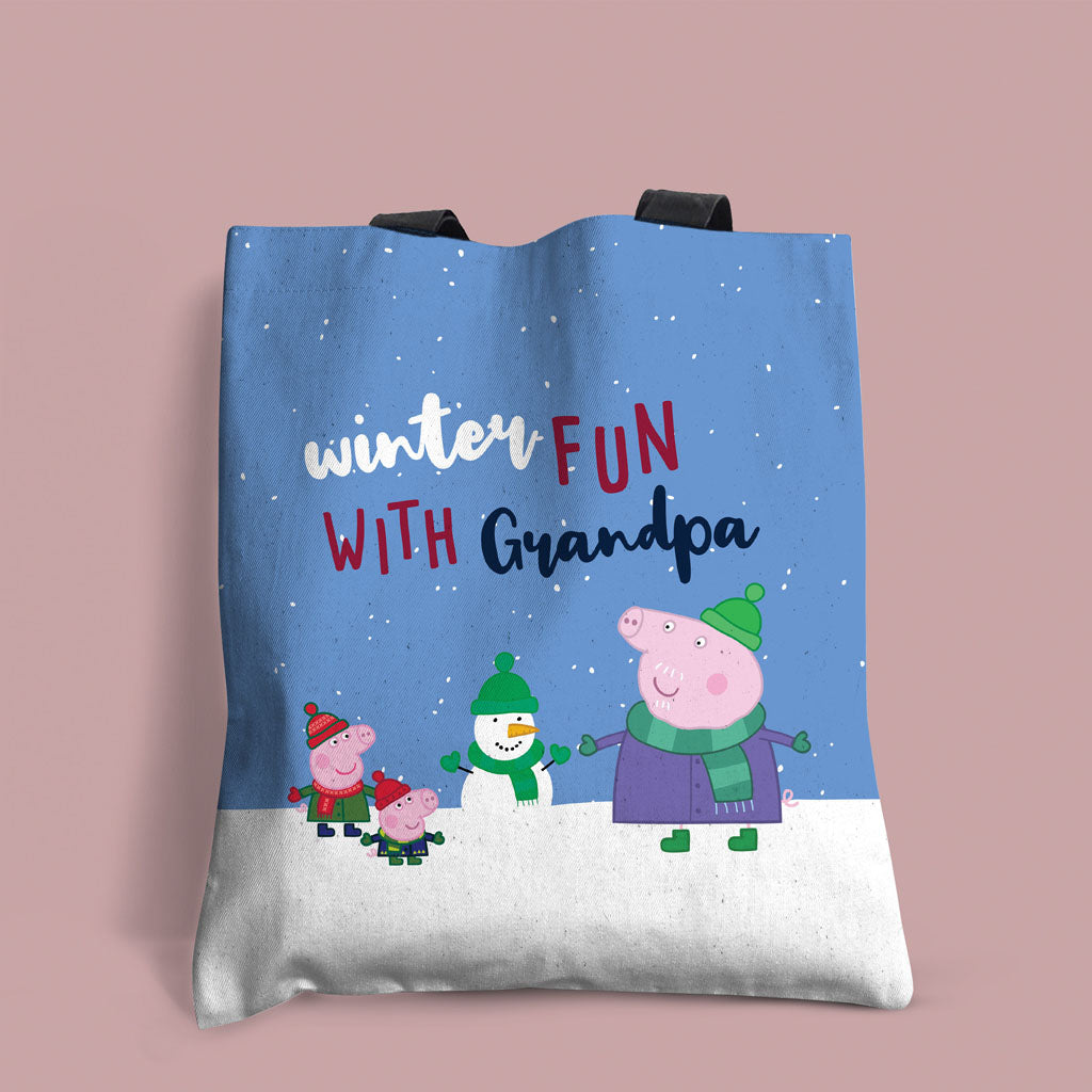Winter Fun with Grandpa Edge-to-Edge Tote Bag