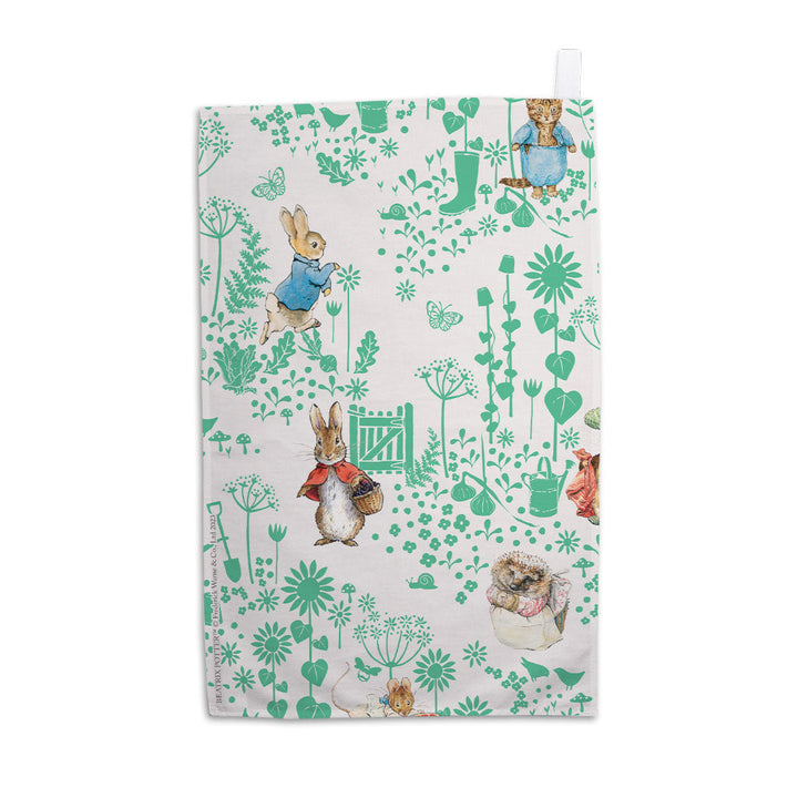 Garden Repeat Green Tea Towel