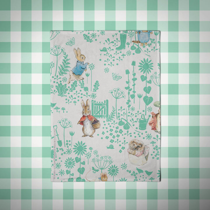 Garden Repeat Green Tea Towel