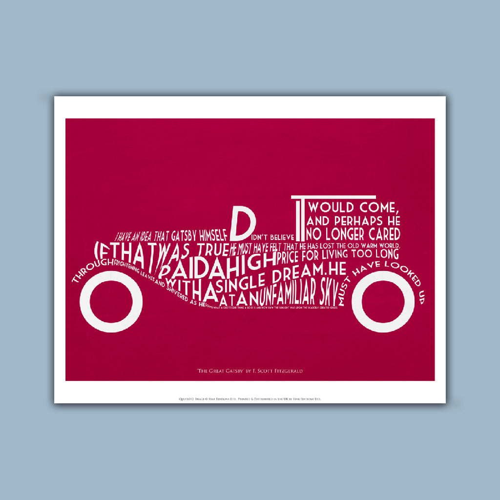 F. Scott Fitzgerald Quote - The Great Gatsby (Red) Art Print