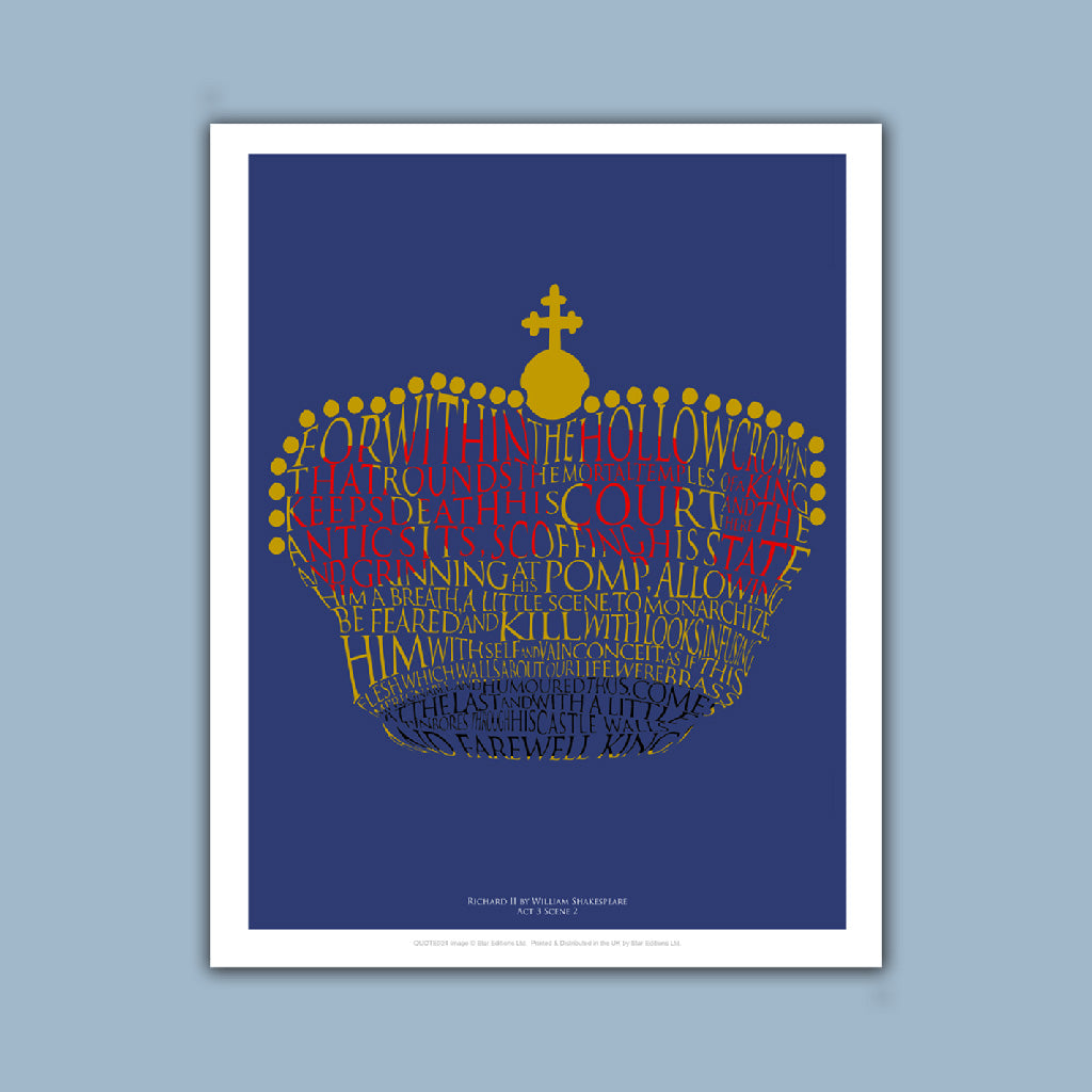 William Shakespeare quote - Richard II Act 3 Scene 2 Art Print