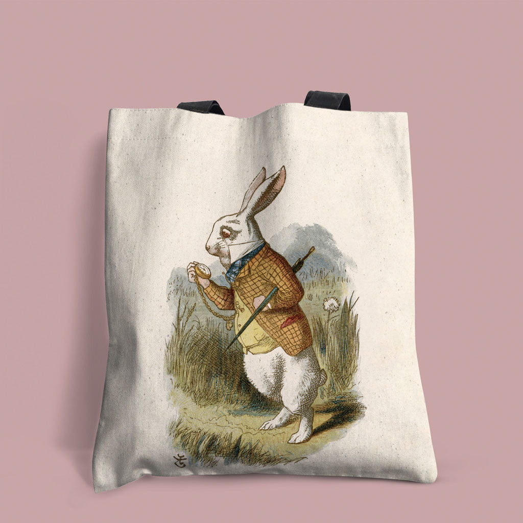 The White Rabbit Checks His Pocket Watch Edge-to-Edge Tote Bag