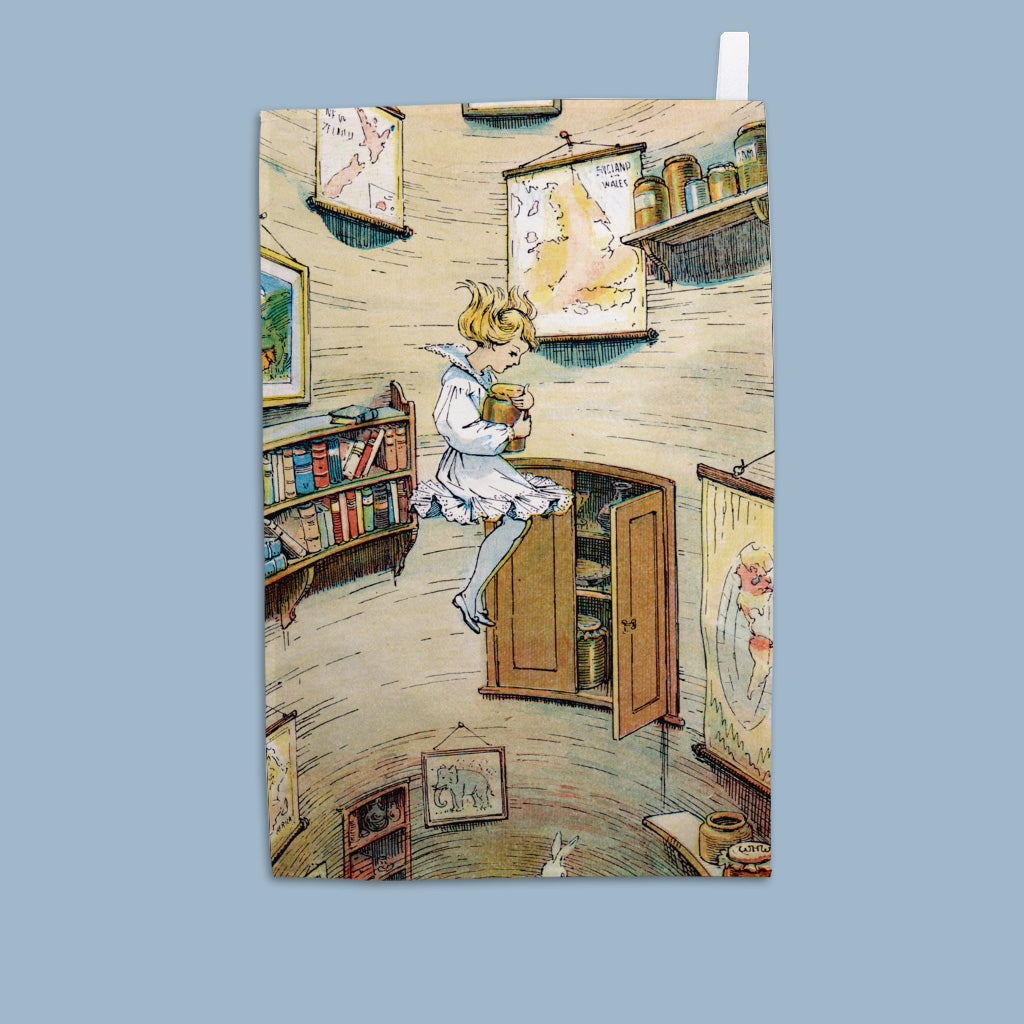 Alice in Wonderland Falling Down The Rabbit Hole Tea Towel