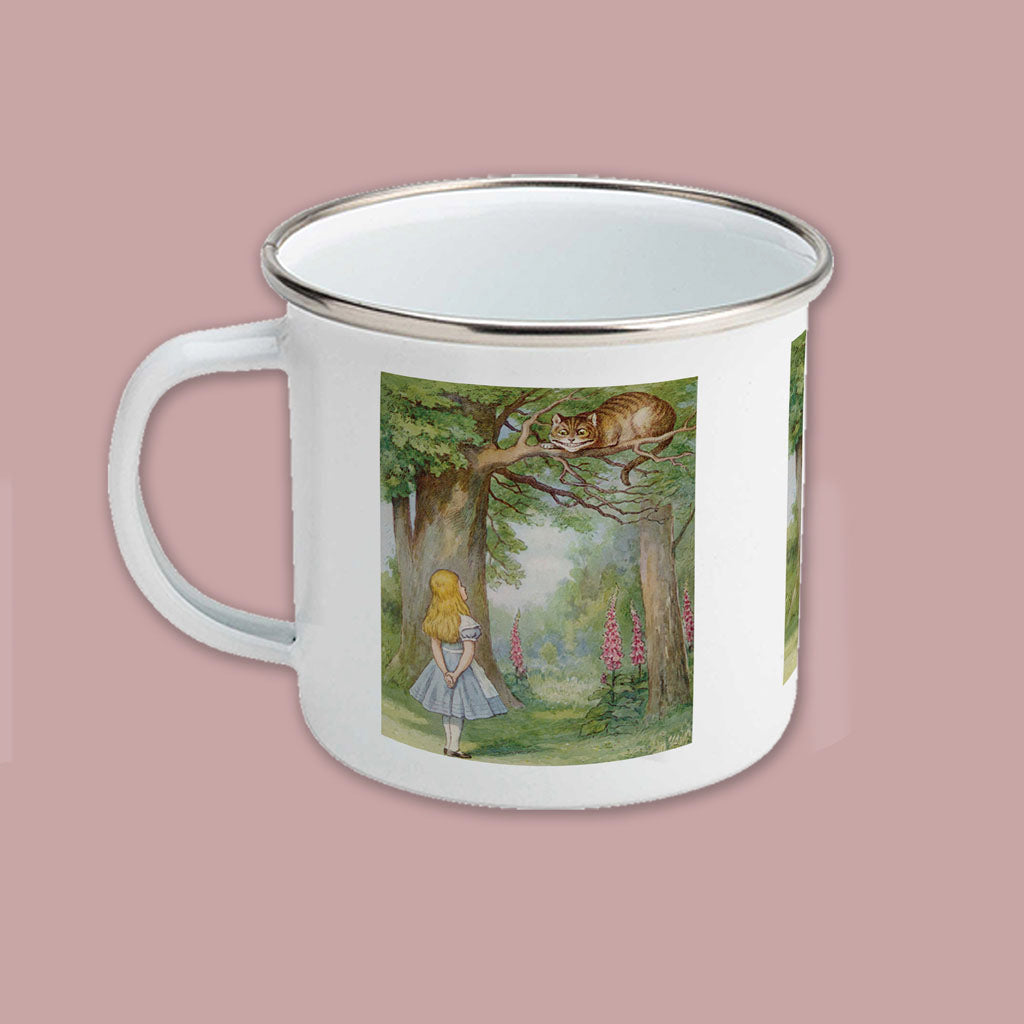 Alice in Wonderland Cheshire Cat illustration Enamel Mug