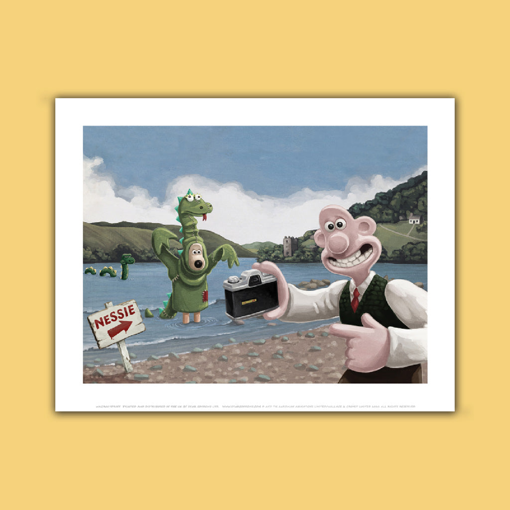 Wallace and Gromit Visit Loch Ness Art Print