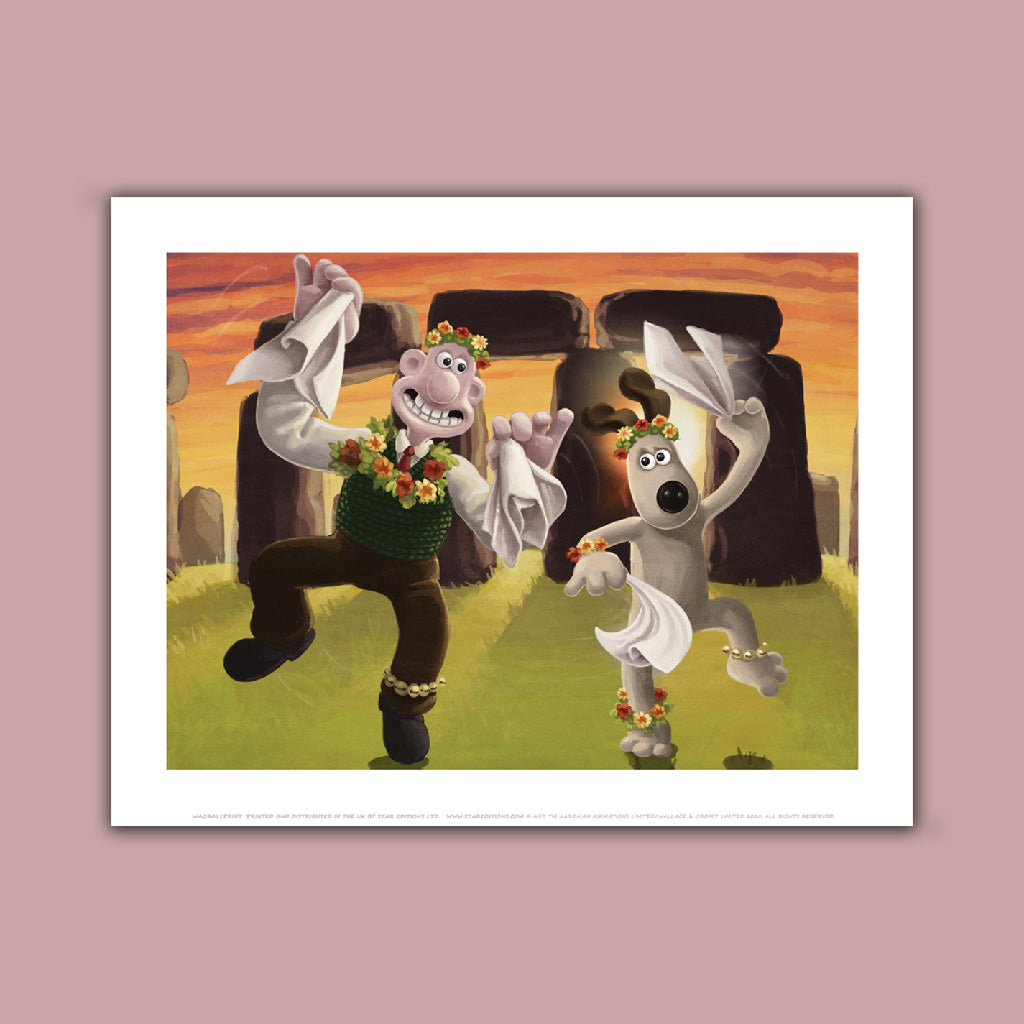 Wallace and Gromit Visit Stonehenge Art Print