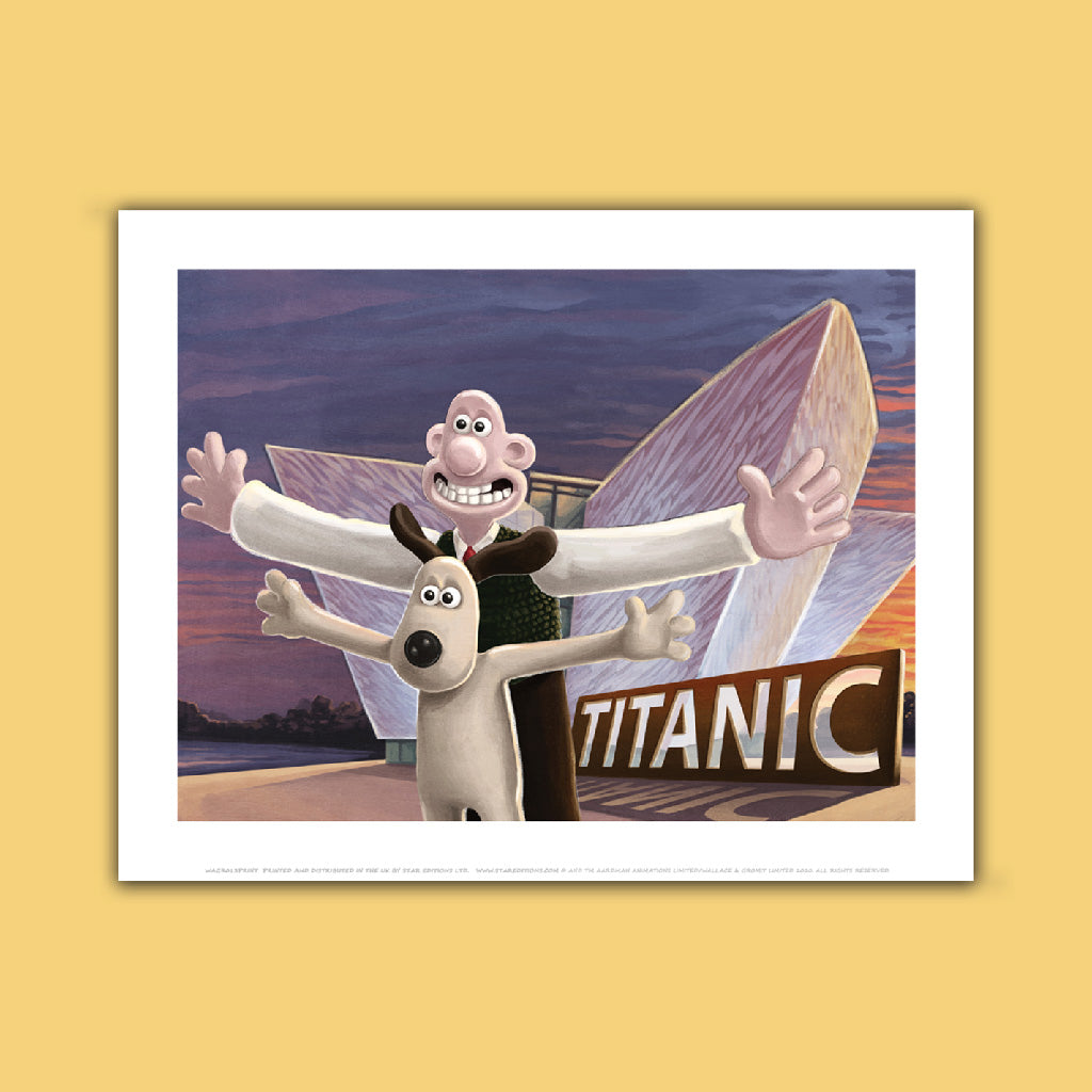Wallace and Gromit Visit the Titanic Museum in Belfast Art Print