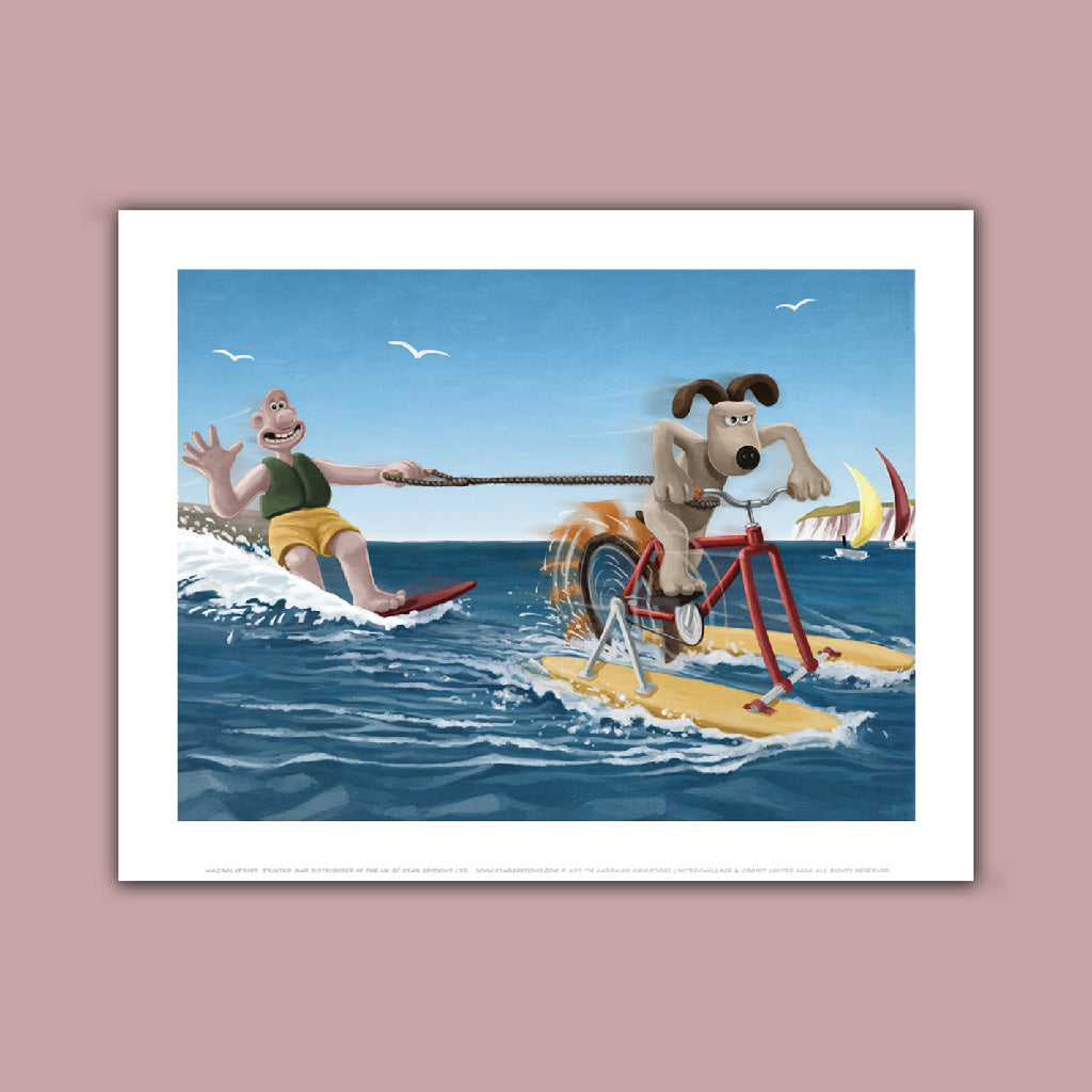 Wallace and Gromit goes Water Skiing Art Print