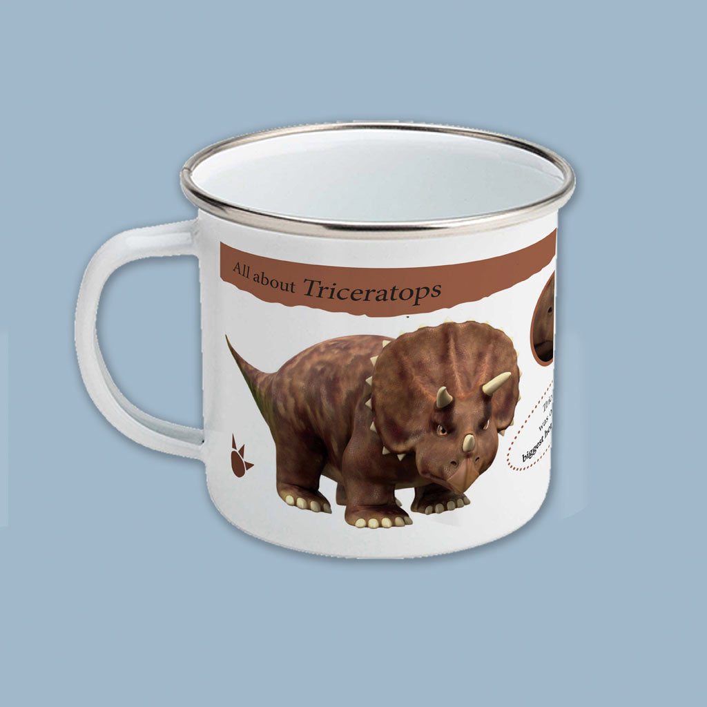 All About Triceratops Enamel Mug
