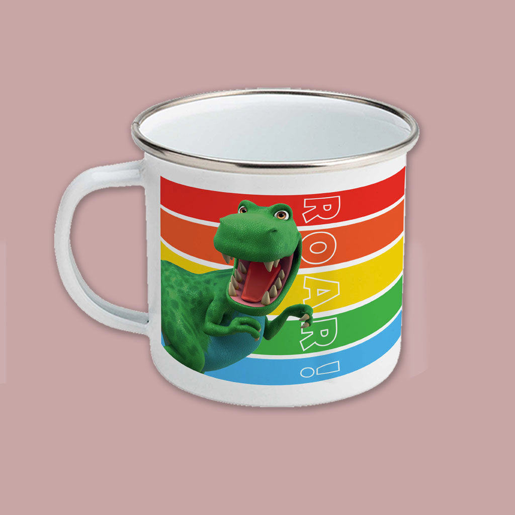 Dinosaur Roar Stripes Enamel Mug