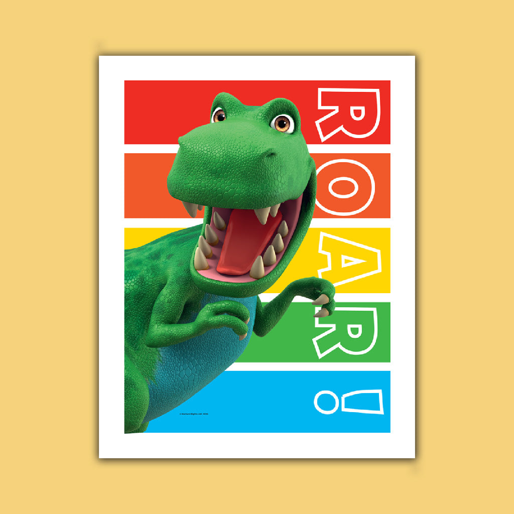 Dinosaur Roar Stripes Art Print