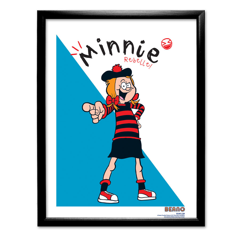 Minnie the Rebelle Blue & White Art Print