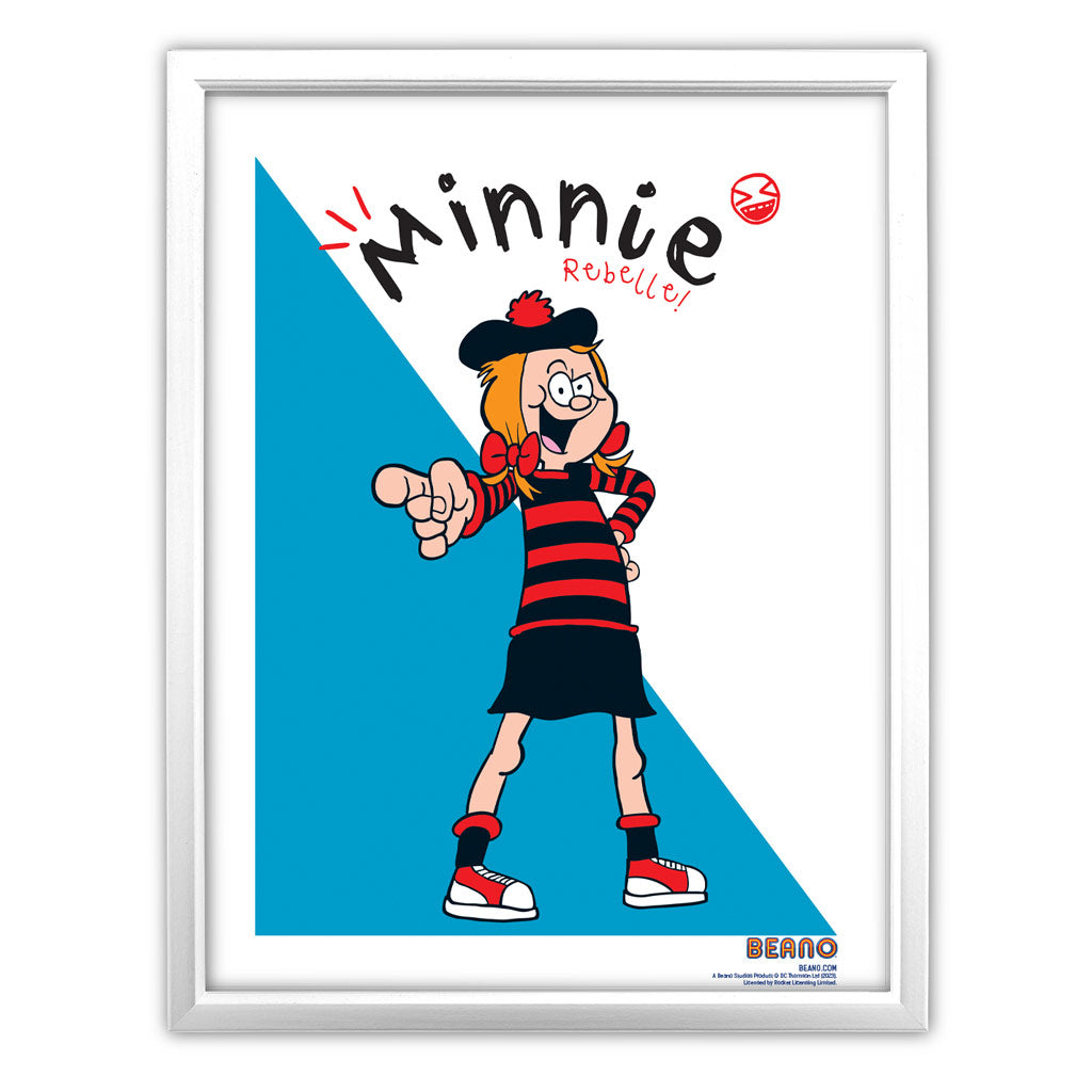Minnie the Rebelle Blue & White Art Print