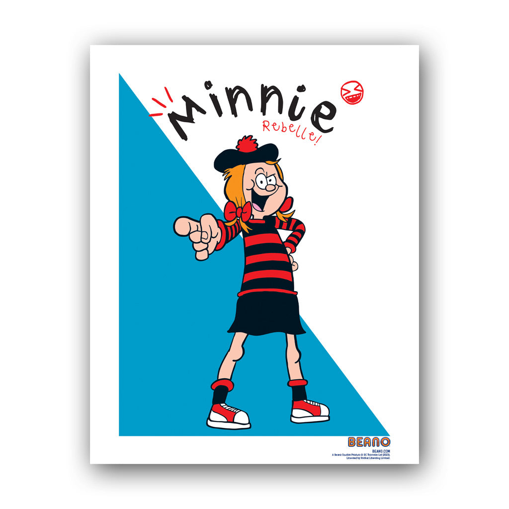Minnie the Rebelle Blue & White Art Print