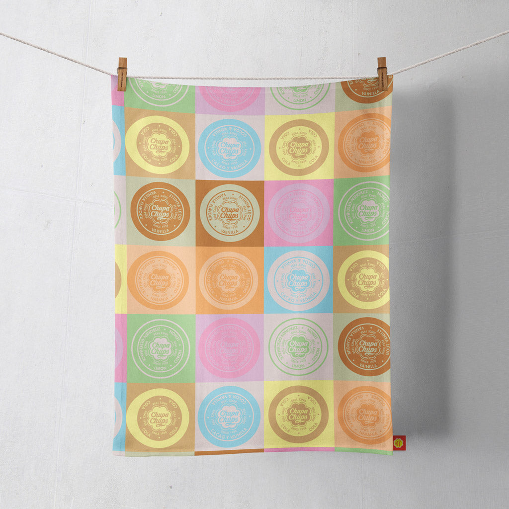 Chupa Chups Pastel Lolly Wrappers Tea Towel