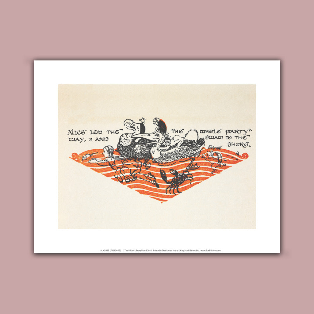 Alice in Wonderland - Alice swimming to shore Art Print