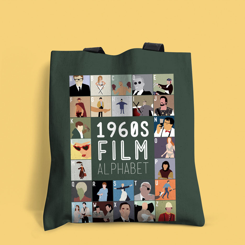 1960's Film Alphabet Edge-to-Edge Tote Bag