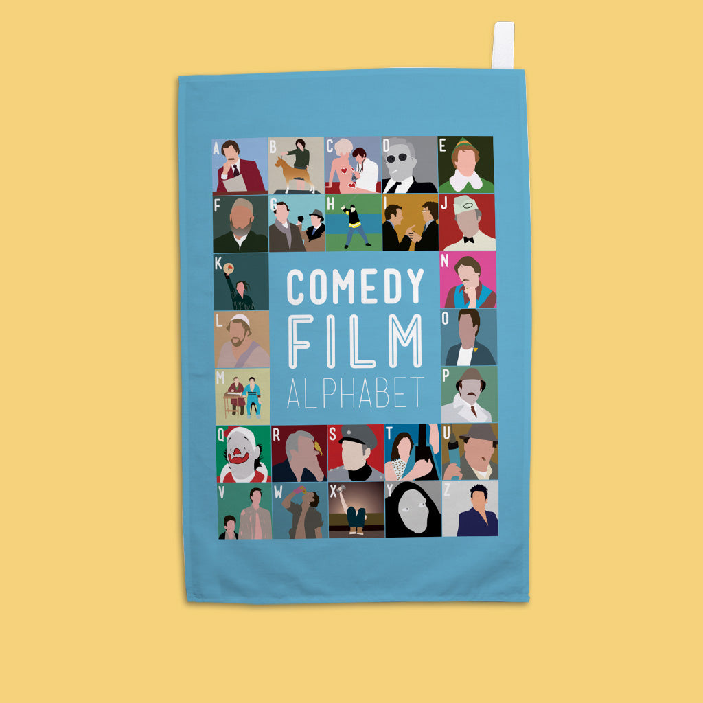 Comedy Film Alphabet  Tea Towel