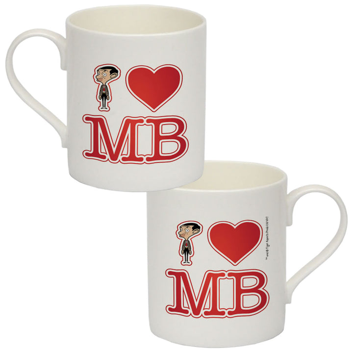 White I Heart Mr Bean Bone China Mug