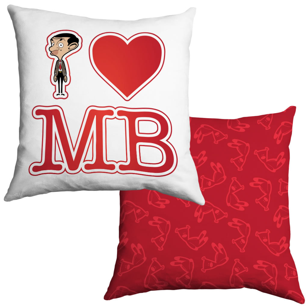 White I Heart Mr Bean Cushion