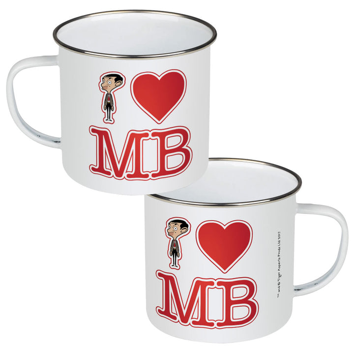 White I Heart Mr Bean Enamel Mug