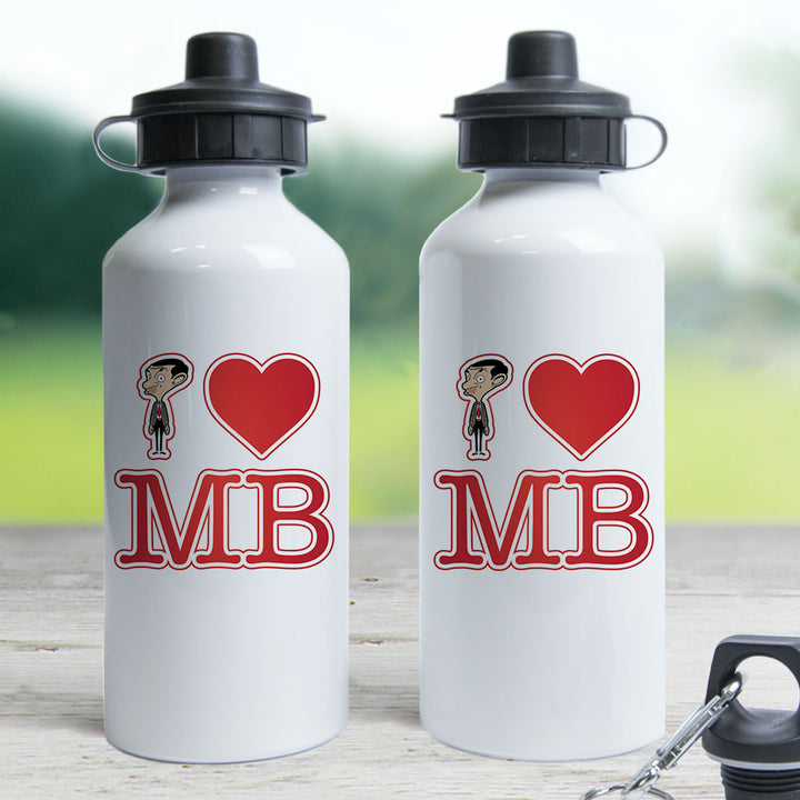 White I Heart Mr Bean Water bottle (Lifestyle)