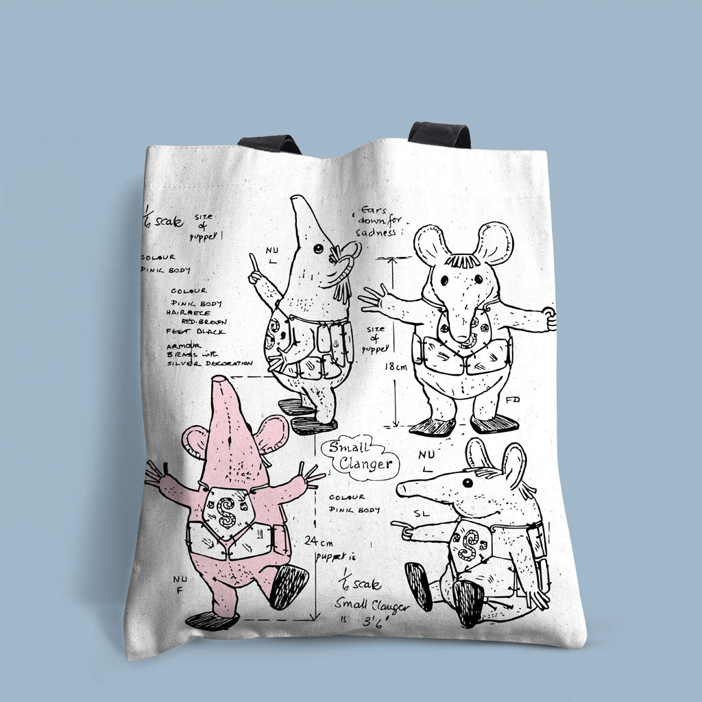 Clangers Sketch Art Small Clanger Edge-to-Edge Tote Bag