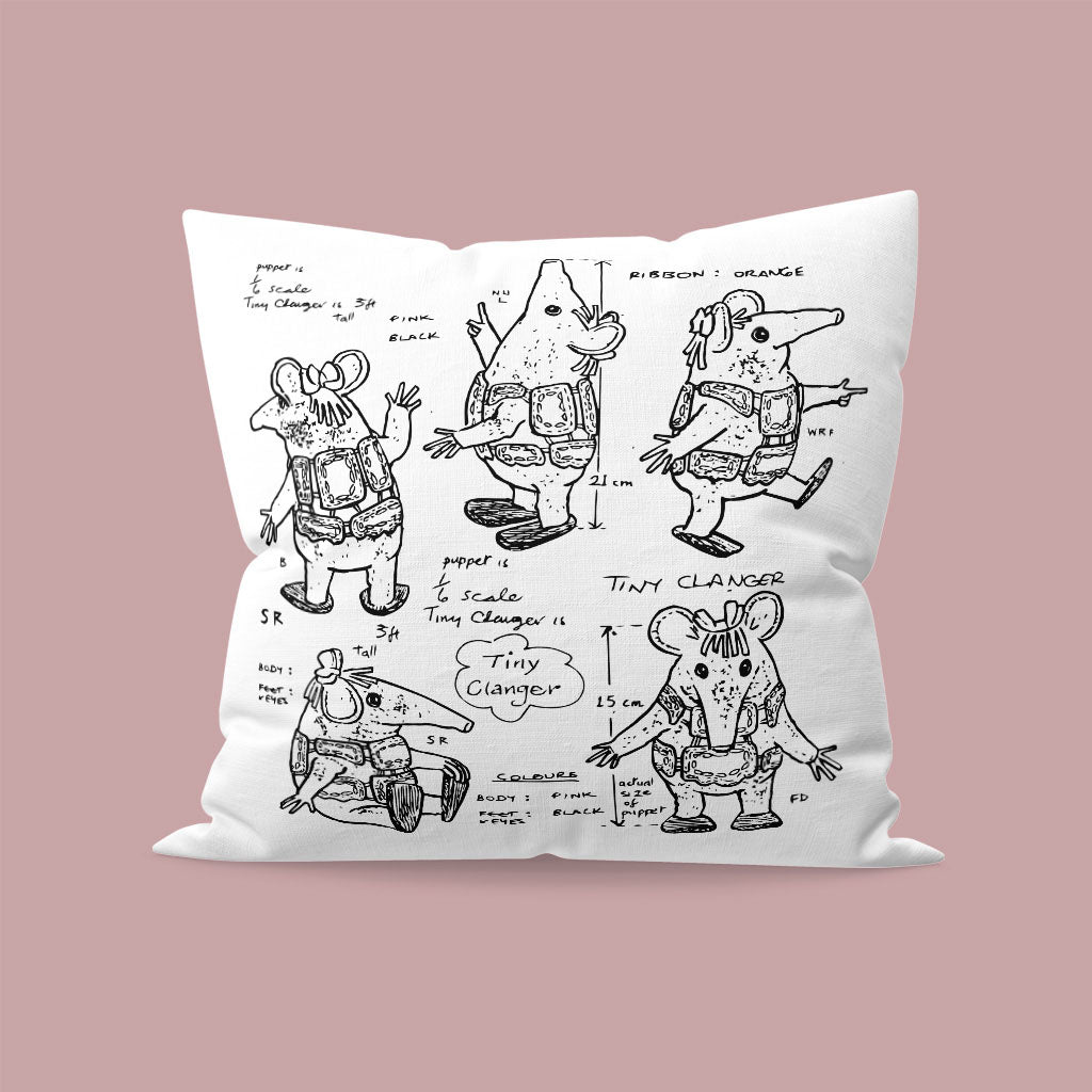 Clangers Sketch Art Tiny Clanger Cushion