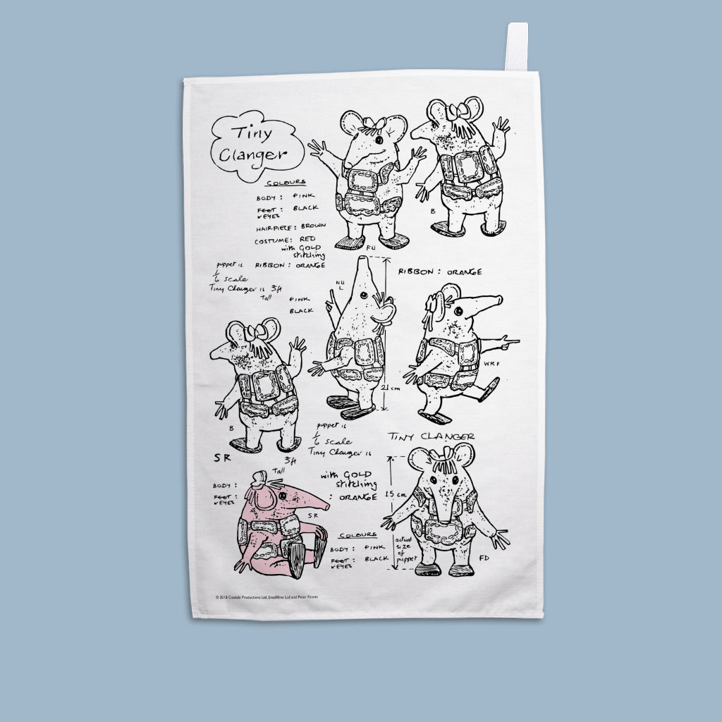 Clangers Sketch Art Tiny Clanger Tea Towel