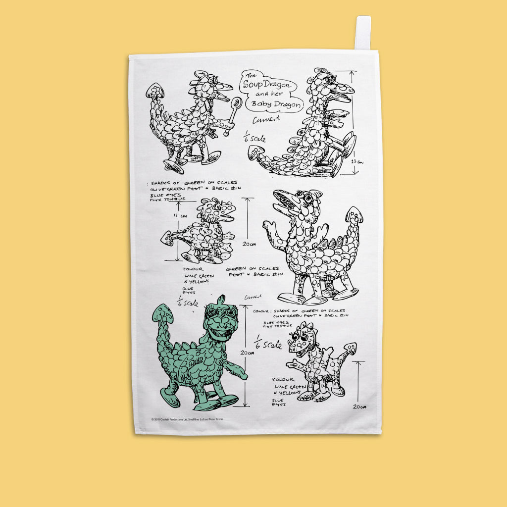 Clangers Sketch Art Soup Dragon Tea Towel