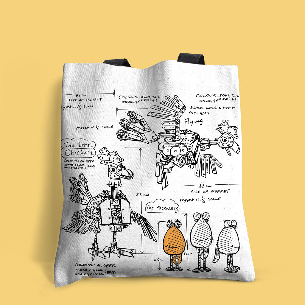 Clangers Sketch Art Iron Chicken Edge-to-Edge Tote Bag