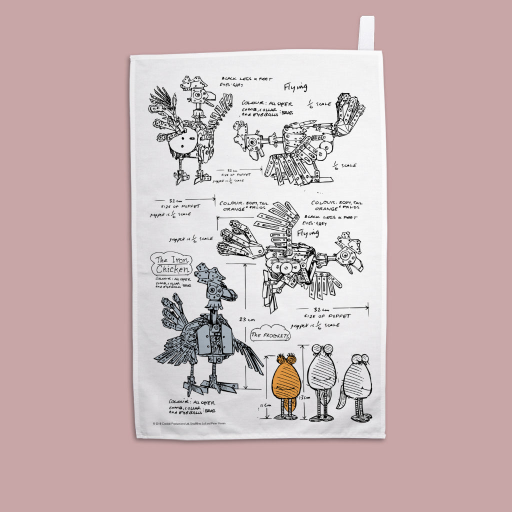 Clangers Sketch Art Iron Chicken Tea Towel