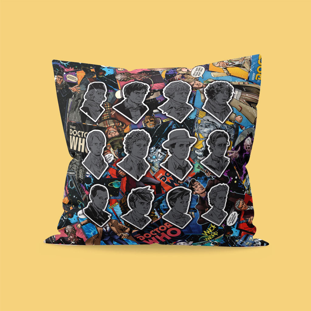 Twelve Doctors Comic Cushion