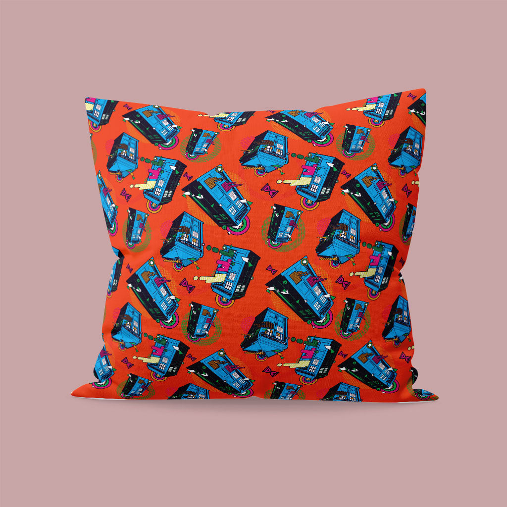 Gridlock TARDIS - Orange Cushion