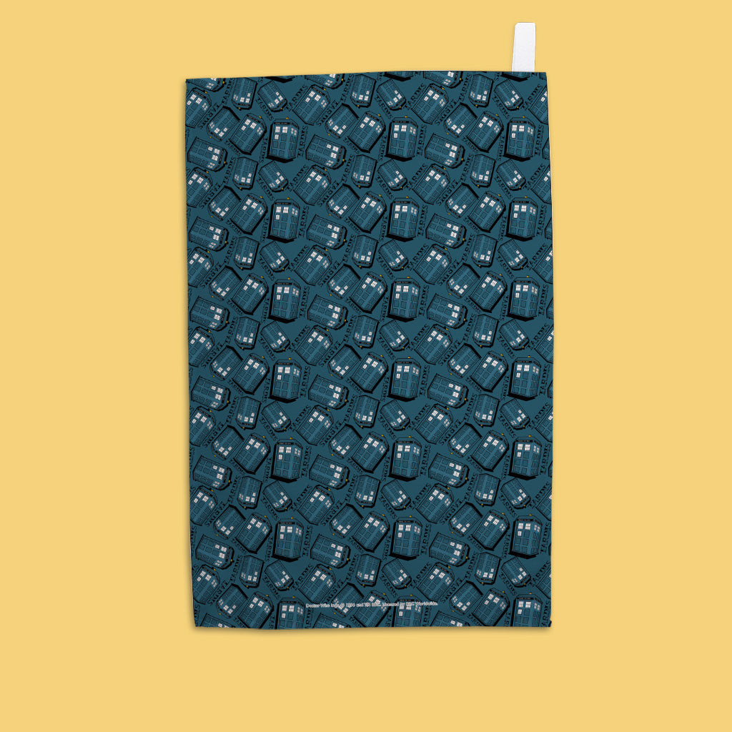 Pinup TARDIS Pattern Tea Towel